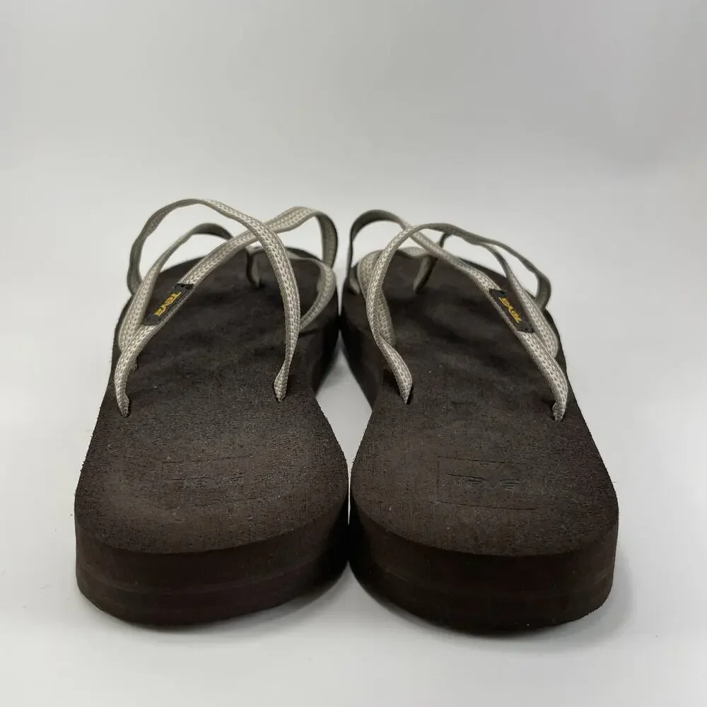 Teva Olowahu Strappy Beach Sandals Slides Womens Size 10 Brown Lightweight